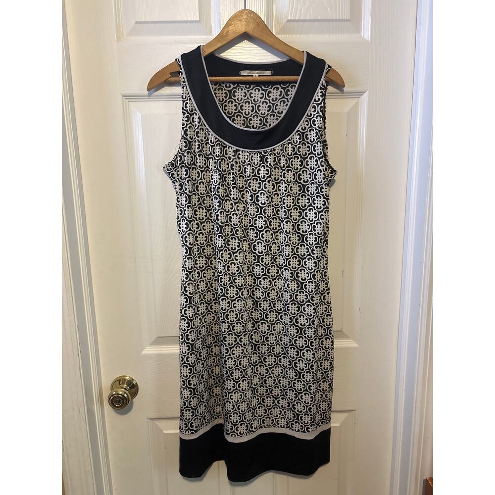 Renato Masselli sleeveless black white print dress size large